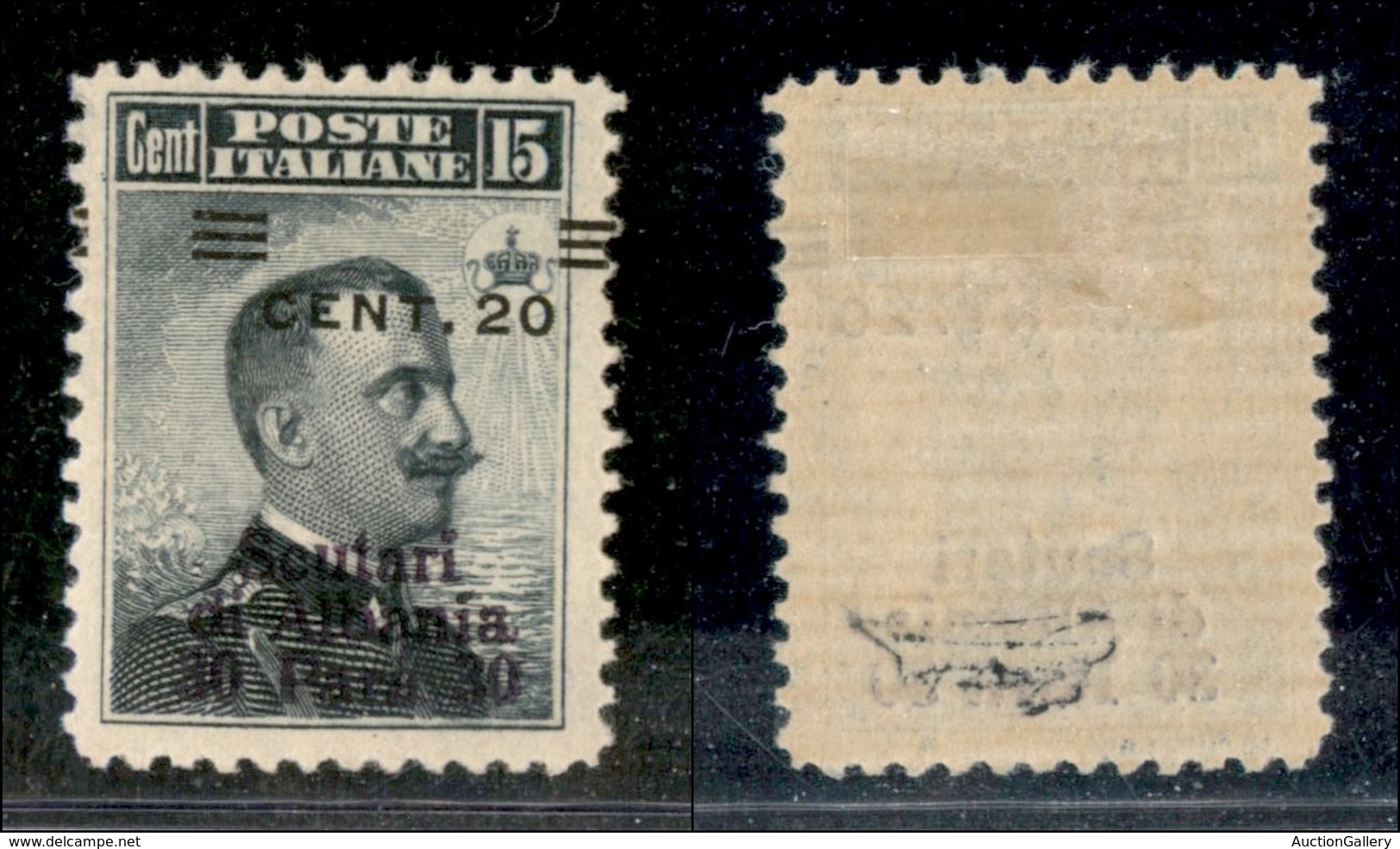 22750 UFFICI POSTALI ESTERO - SCUTARI D'ALBANIA - 1916 - 30 Para Su 20 Cent Su 15 (10 Varietà) - Soprastampa Obliqua - G - Autres & Non Classés