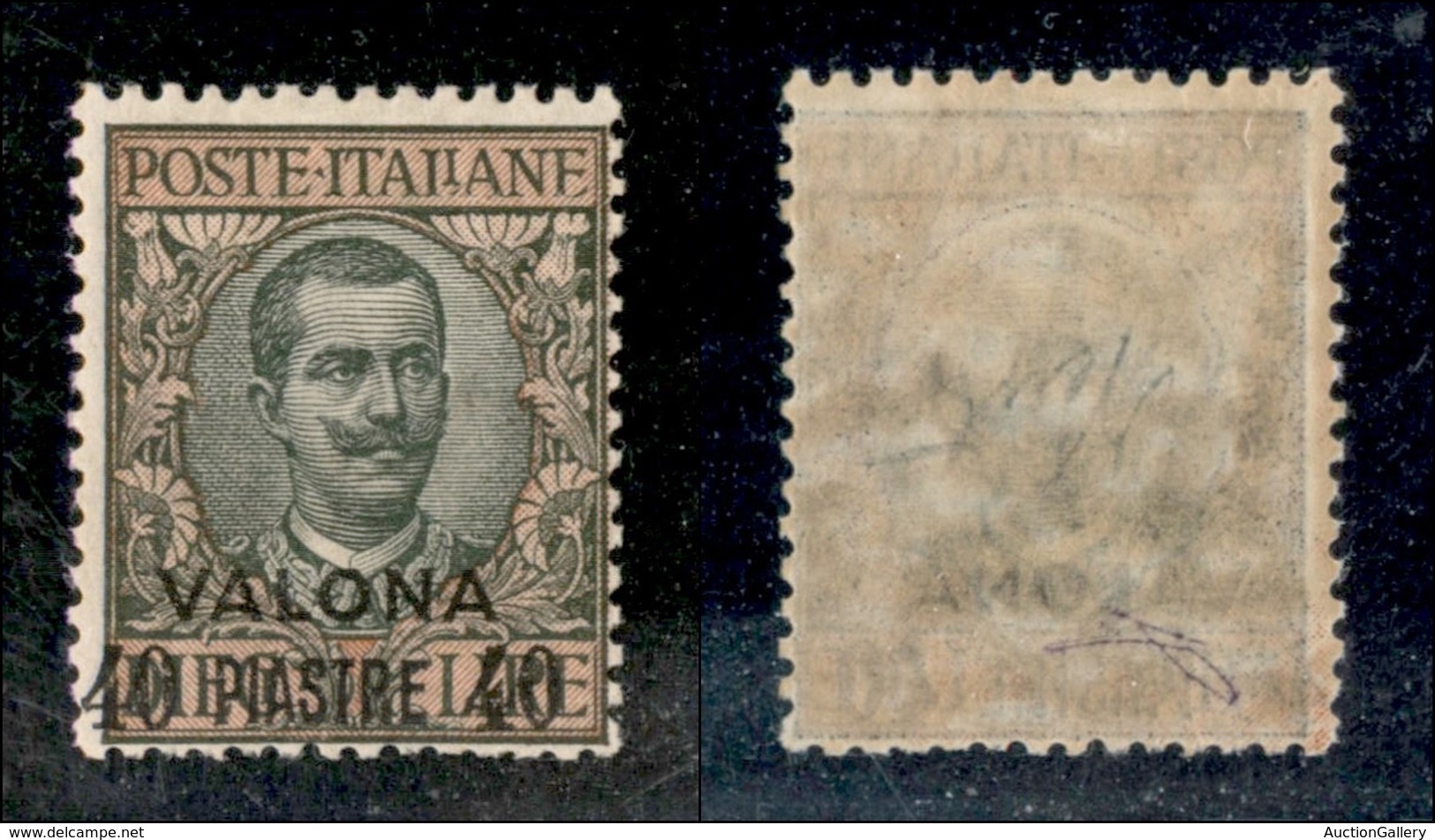 22757 UFFICI POSTALI ESTERO - VALONA - 1911 - 40 Piastre Su 10 Lire (8b) Con Soprastampa A Sinistra - Gomma Originale (3 - Andere & Zonder Classificatie