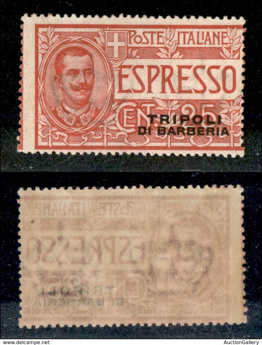 22769 UFFICI POSTALI ESTERO - TRIPOLI DI BARBERIA - 1909 - Espressi - 25 Cent (1 Varietà) Con Doppia Soprastampa (una In - Autres & Non Classés