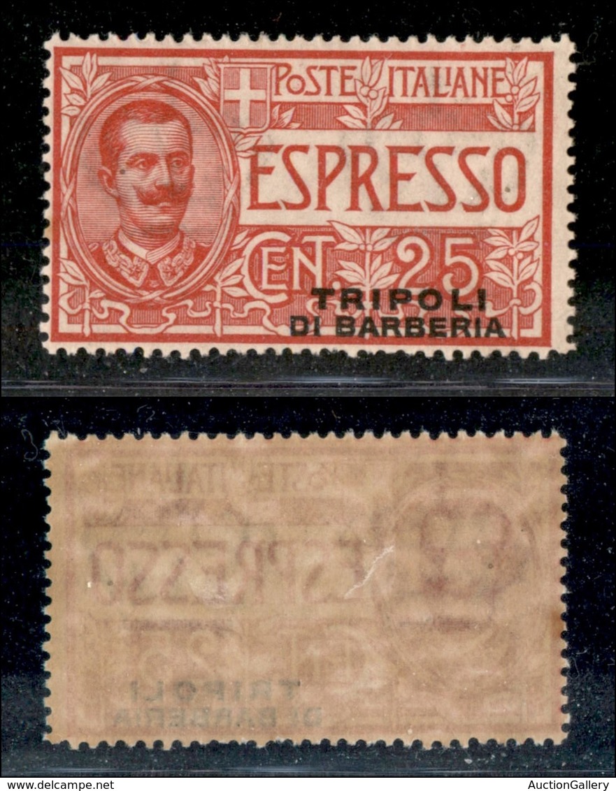 22770 UFFICI POSTALI ESTERO - TRIPOLI DI BARBERIA - 1909 - Espressi - 25 Cent (1 Varietà) Con Doppia Soprastampa (una In - Autres & Non Classés