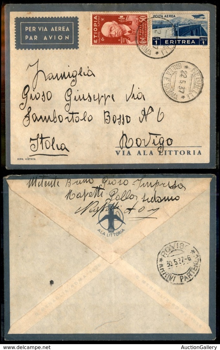 22880 COLONIE ITALIANE - A.O.I. - Neghelli Galla E Sidama (P.ti 10) - Aerogramma Per Rovigo Del 22.5.37 (Eritrea 21 Aere - Autres & Non Classés