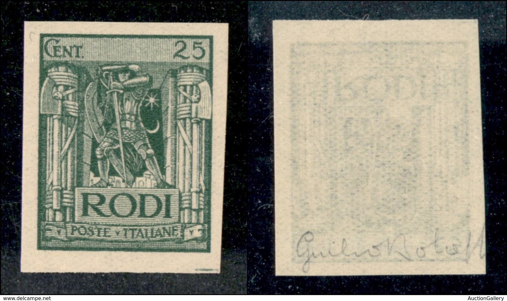 22912 COLONIE ITALIANE - EGEO - 1929 – 25 Cent Pittorica (6b) Non Dentellato – Gomma Integra (330) - Autres & Non Classés