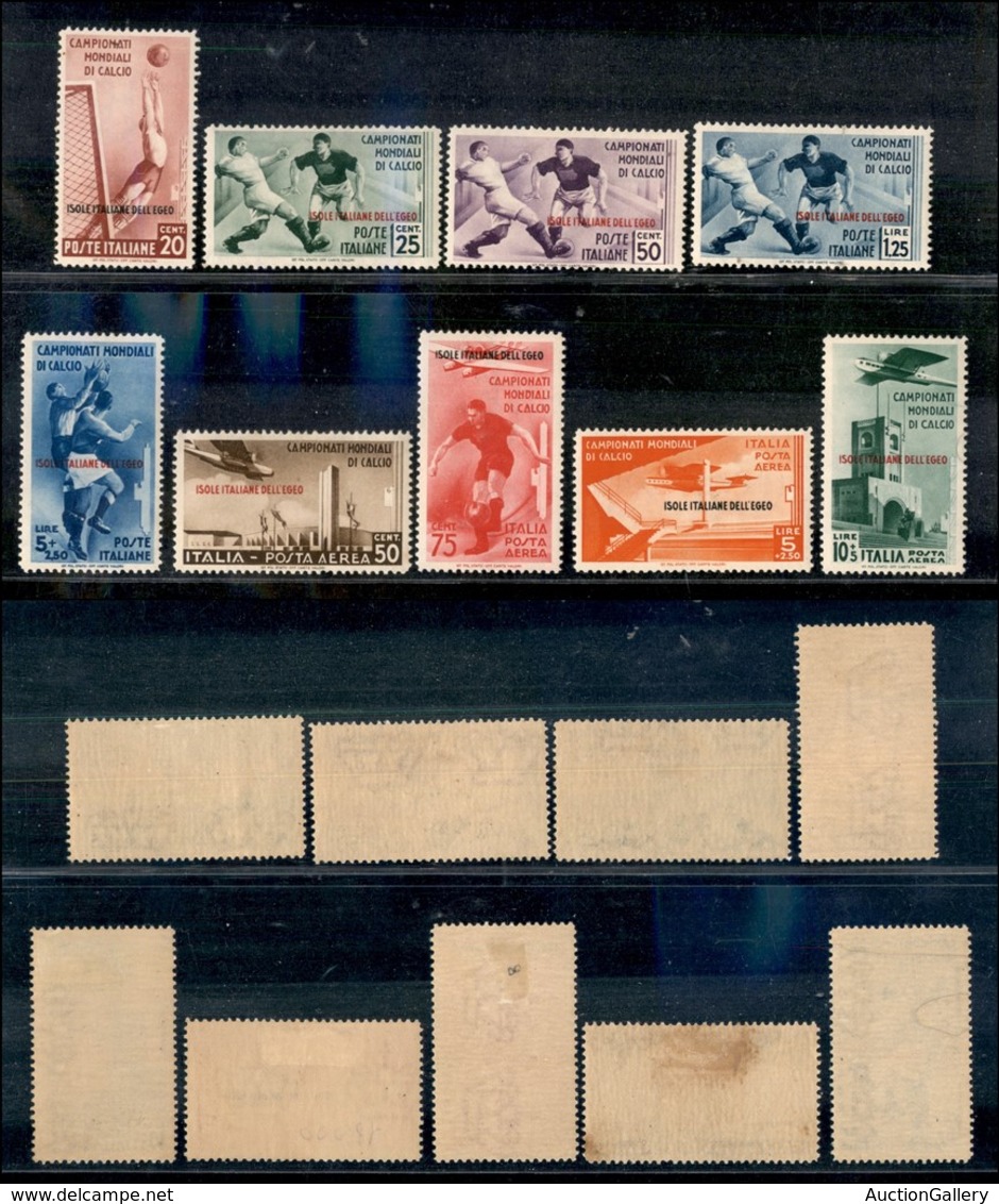 22926 COLONIE ITALIANE - EGEO - 1934 - Calcio Soprastampati (75/79+A34/A37) - Serie Completa Di 9 Valori - Nuovi Con Gom - Autres & Non Classés