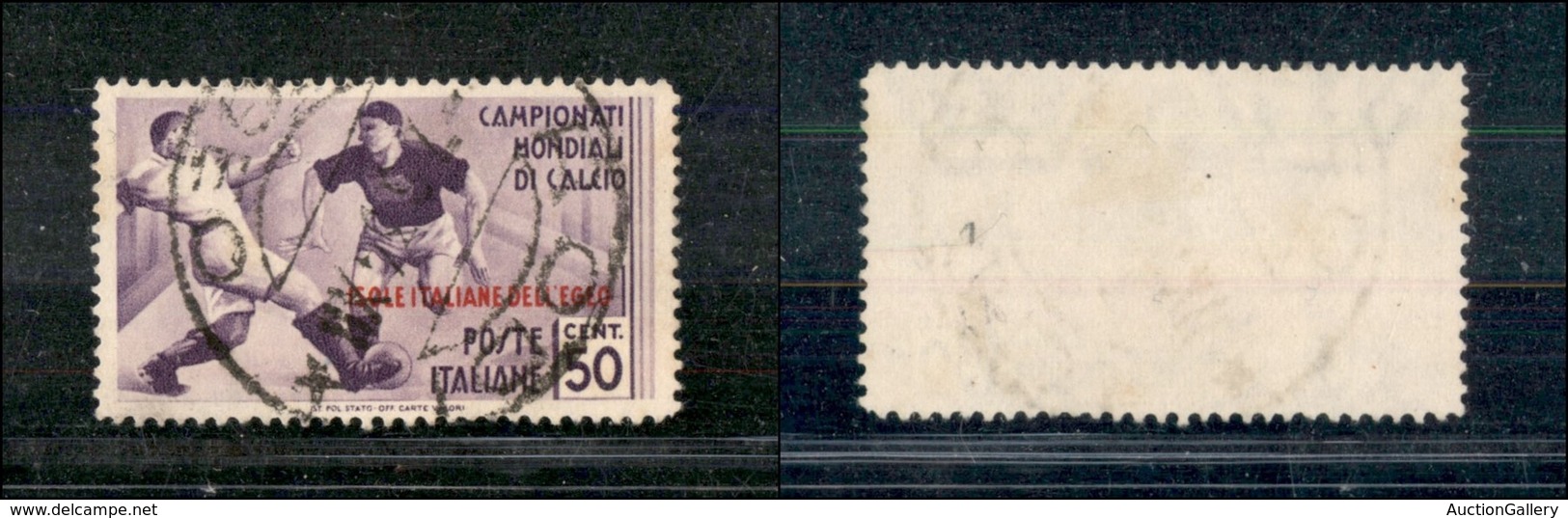 22928 COLONIE ITALIANE - EGEO - 1934 - 50 Cent Calcio Soprastampato (77) - Usato (100) - Autres & Non Classés