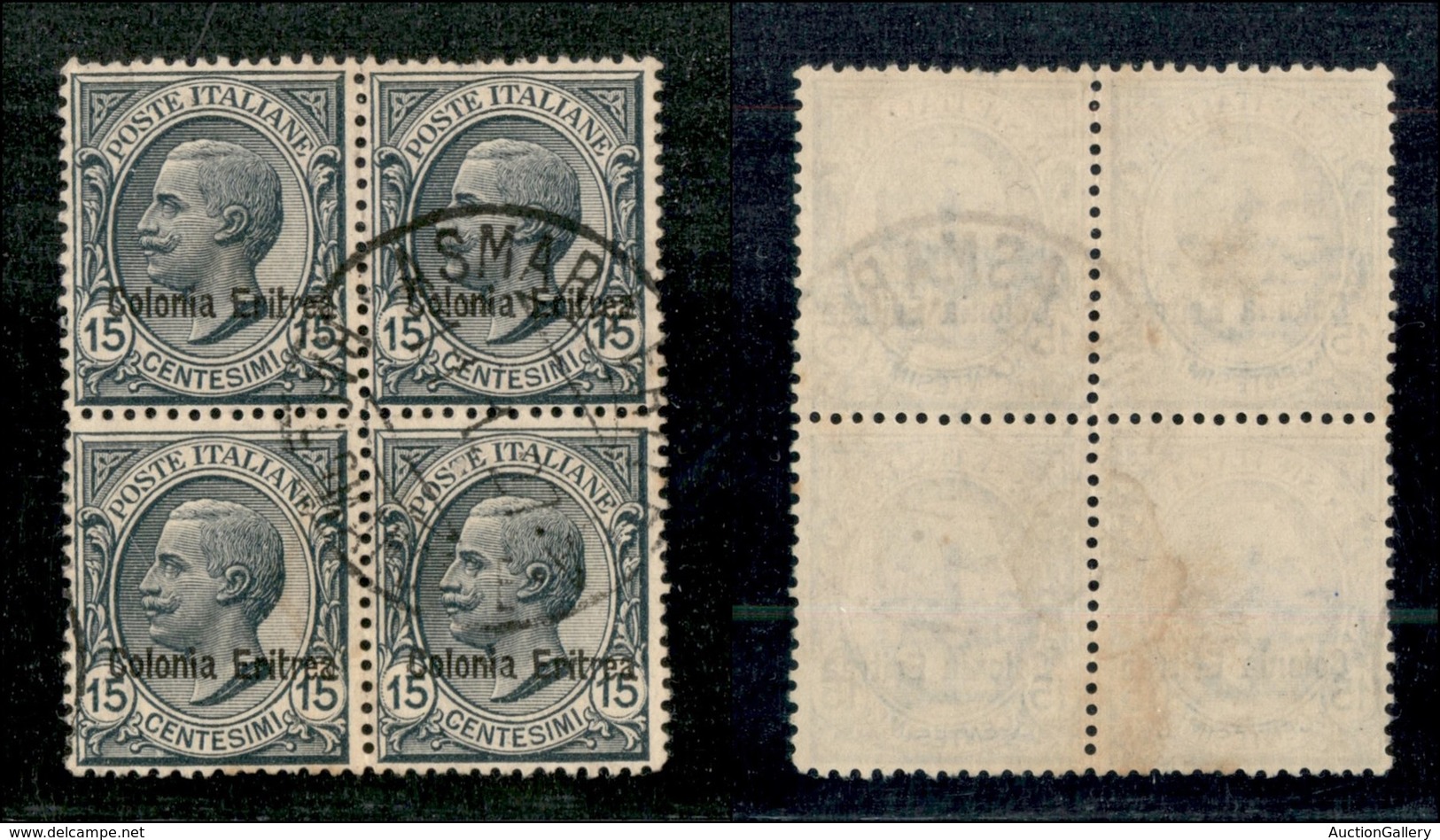 23011 COLONIE ITALIANE - ERITREA - 1918/1920 - Quartina Del 15 Cent Leoni Soprastampato (47) - Usata (75) - Sonstige & Ohne Zuordnung