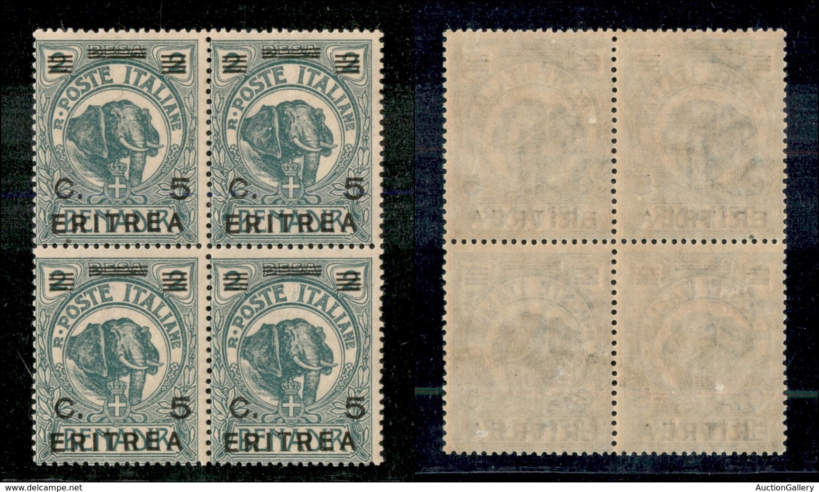 23015 COLONIE ITALIANE - ERITREA - 1922 - Quartina Del 5 Cent Somalia Soprastampato (55) - Gomma Integra (60) - Autres & Non Classés