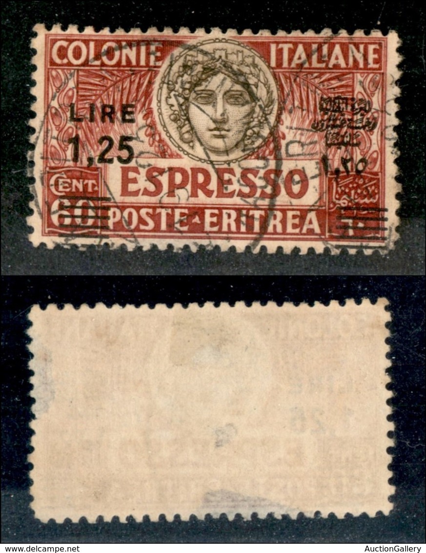 23061 COLONIE ITALIANE - ERITREA - 1927/1935 – 1,25 Lire Su 60 Cent Espresso (8) – Usato Con Piccolo Assottigliamento In - Autres & Non Classés