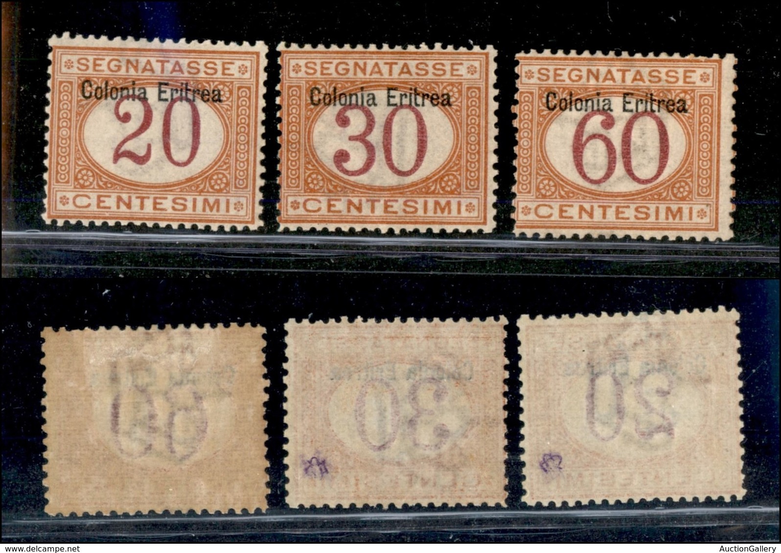 23069 COLONIE ITALIANE - ERITREA - 1903 – Segnatasse Soprastampati In Alto (3/4+7) – 3 Valori Della Serie – Nuovi Con Go - Autres & Non Classés