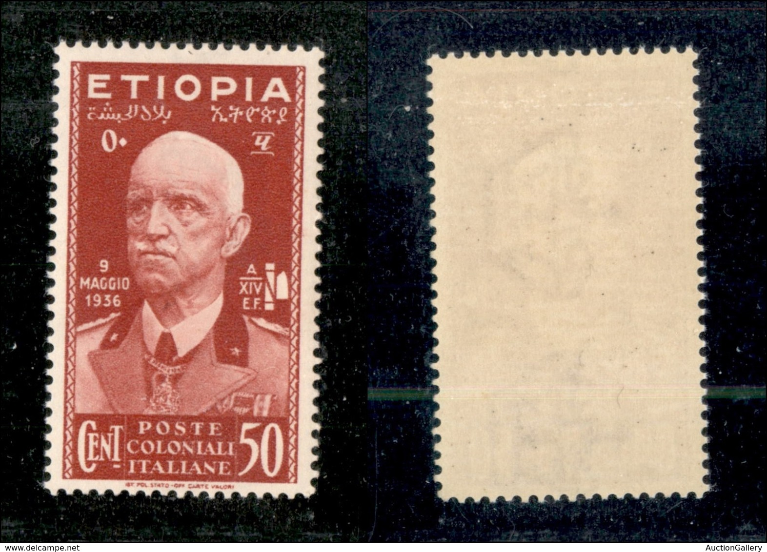 23099 COLONIE ITALIANE - ETIOPIA - 1936 - 50 Cent Vittorio Emanuele III (5) - Gomma Integra (12,5) - Autres & Non Classés