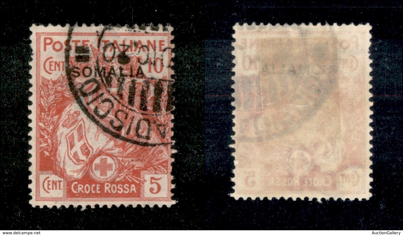 23290 COLONIE ITALIANE - SOMALIA - 1916 - 10 Cent + 5 Cent Croce Rossa Soprastampato (19) - Usato (60) - Autres & Non Classés