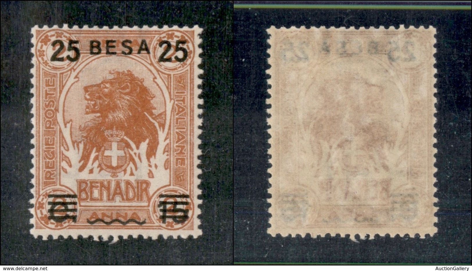 23309 COLONIE ITALIANE - SOMALIA - 1923 - 25 Besa Su 15 Cent Su 2 Anna Leone (41) - Ben Centrato - Gomma Integra (65+) - Autres & Non Classés