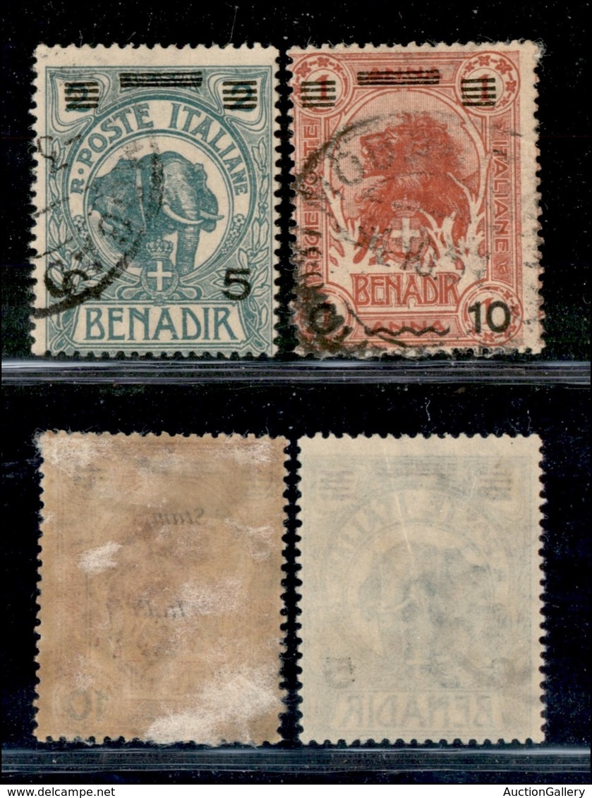 23316 COLONIE ITALIANE - SOMALIA - 1926 - 5 Cent Su 2 Besa (74) + 10 Cent Su 1 Anna (75) - (49) - Autres & Non Classés