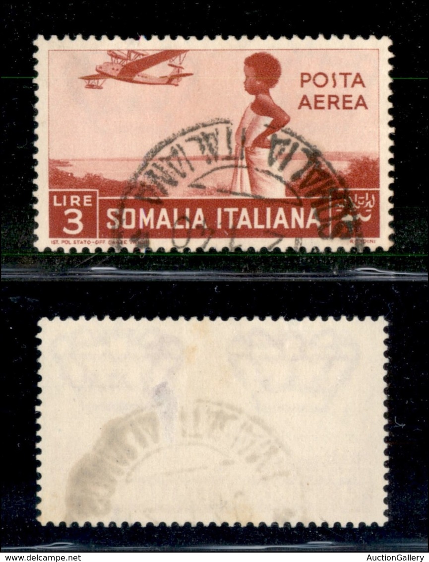 23339 COLONIE ITALIANE - SOMALIA - 1936 – 3 Lire (24 – Aerea) – Molto Bello (20) - Autres & Non Classés