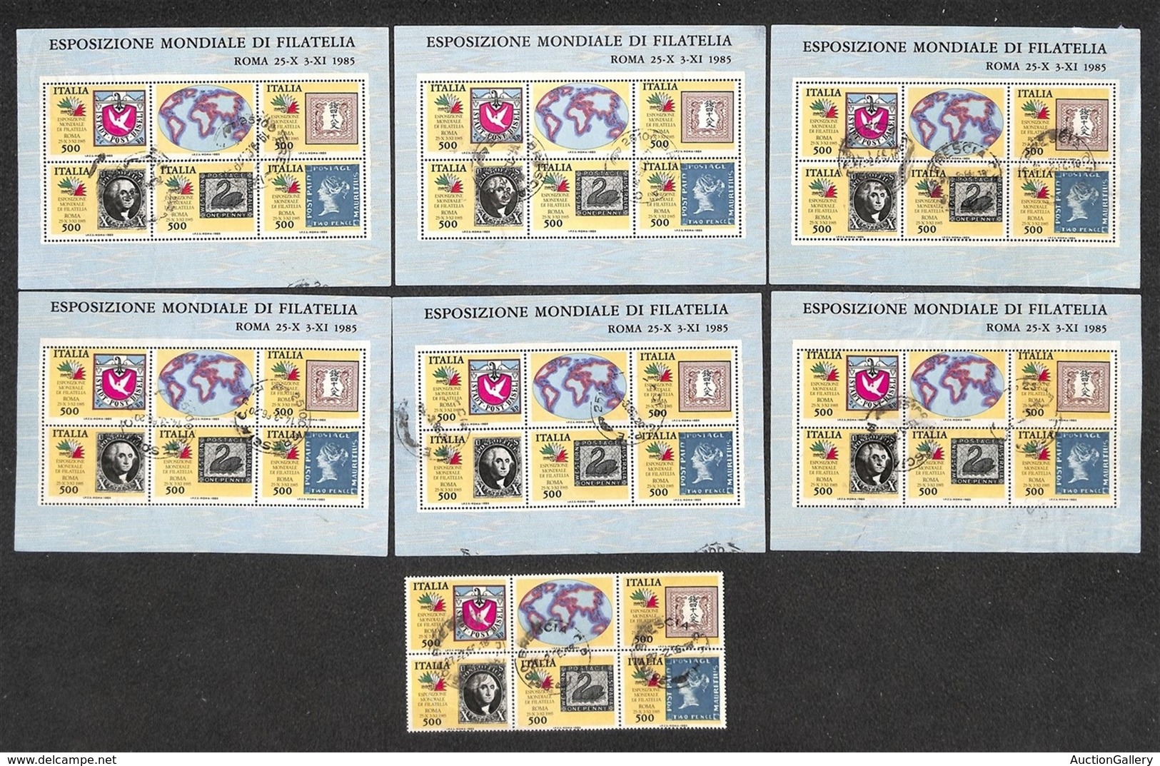23514 REPUBBLICA - FOGLIETTI - 1985 - Esposizione Mondiale Di Filatelia (3-Foglietti) - Lotto Di 6 Foglietti Usati + Blo - Autres & Non Classés
