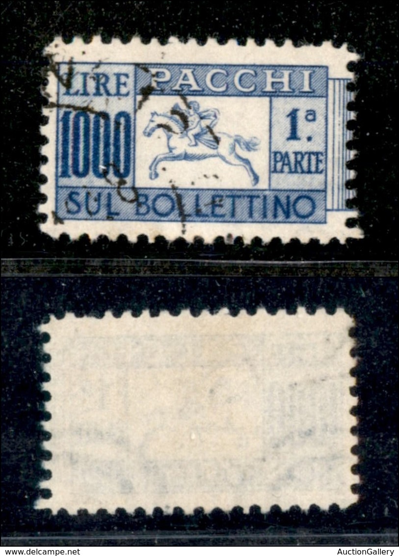 23547 REPUBBLICA - SERVIZI - 1954 - Pacchi Postali - Cavallino - 1000 Lire (81) - Sezione Di Sinistra Usata (60) - Sonstige & Ohne Zuordnung