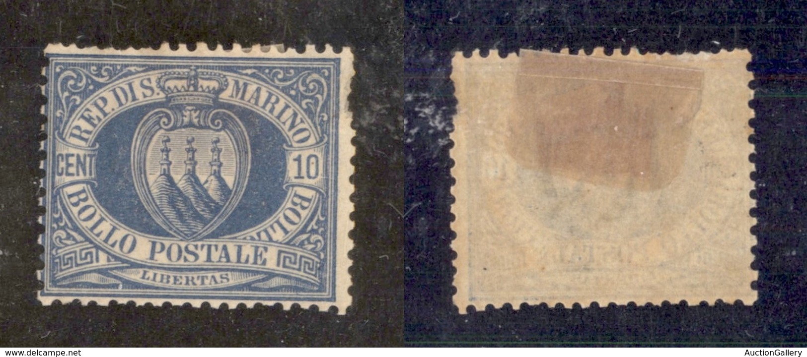 23562 SAN MARINO - POSTA ORDINARIA - 1877 - 10 Cent Stemma (3) - Difettoso - Nuovo Con Gomma (225) - Autres & Non Classés