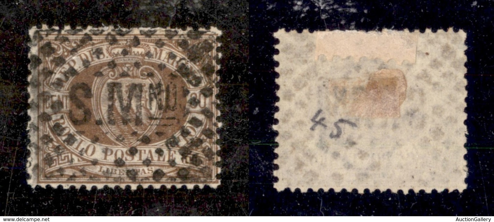 23569 SAN MARINO - POSTA ORDINARIA - 1877 - 30 Cent Stemma (6) - Usato (160) - Sonstige & Ohne Zuordnung