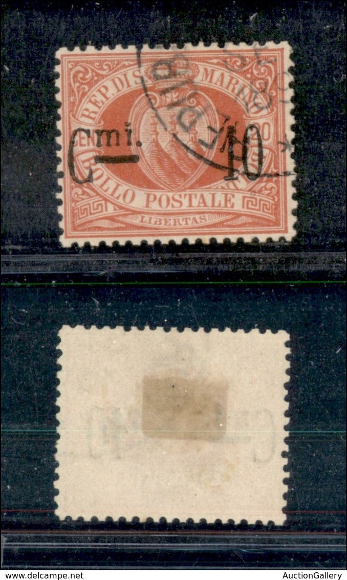 23580 SAN MARINO - POSTA ORDINARIA - 1892 - 10 Cent Su 20 Cent Stemma Soprastampato (10) - Discretamente Centrato - Usat - Autres & Non Classés