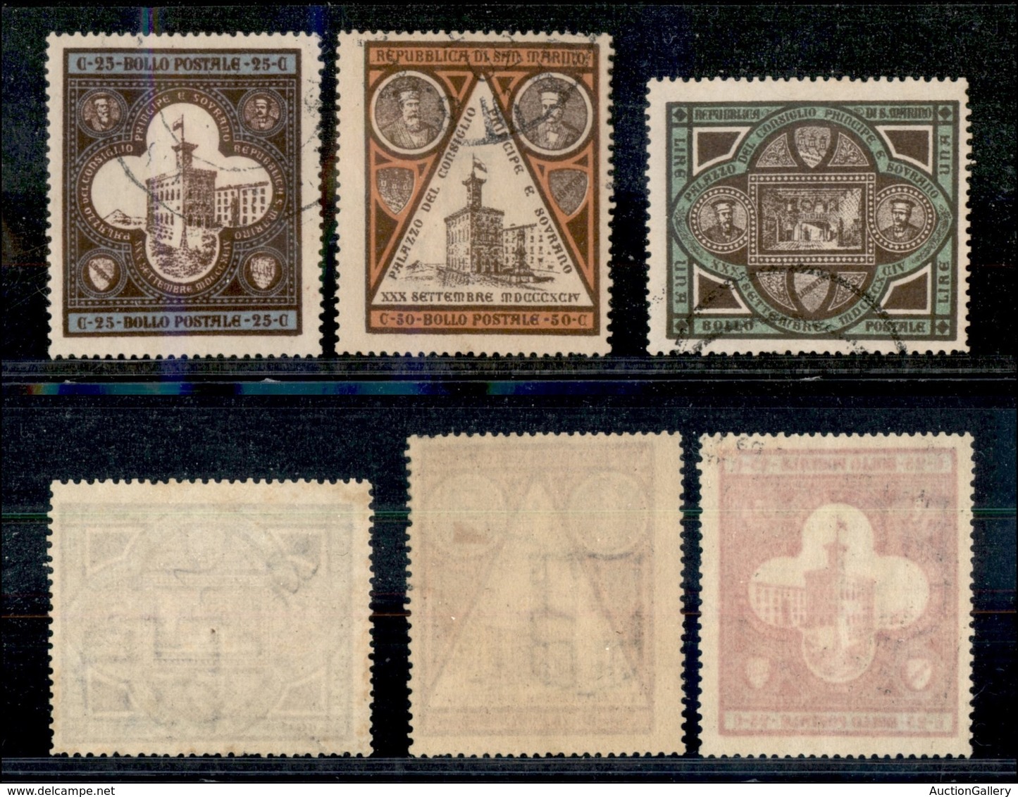 23601 SAN MARINO - POSTA ORDINARIA - 1894 - Palazzo Del Governo (23/25) - Serie Completa Di 3 Valori - Usati (30) - Andere & Zonder Classificatie