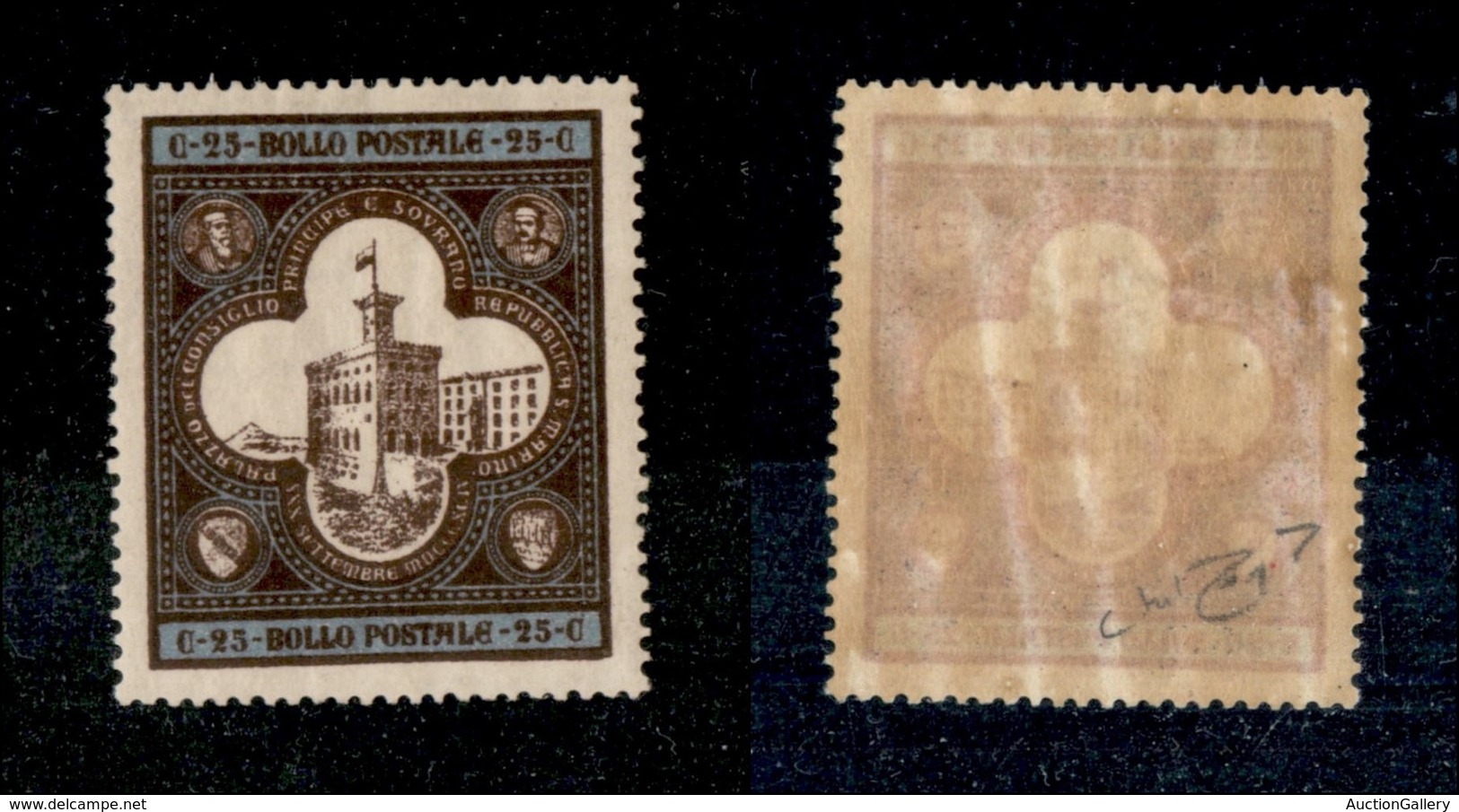 23602 SAN MARINO - POSTA ORDINARIA - 1894 - 25 Cent Palazzo Del Governo (23) - Ottimamente Centrato - Nuovo Con Gomma (5 - Andere & Zonder Classificatie