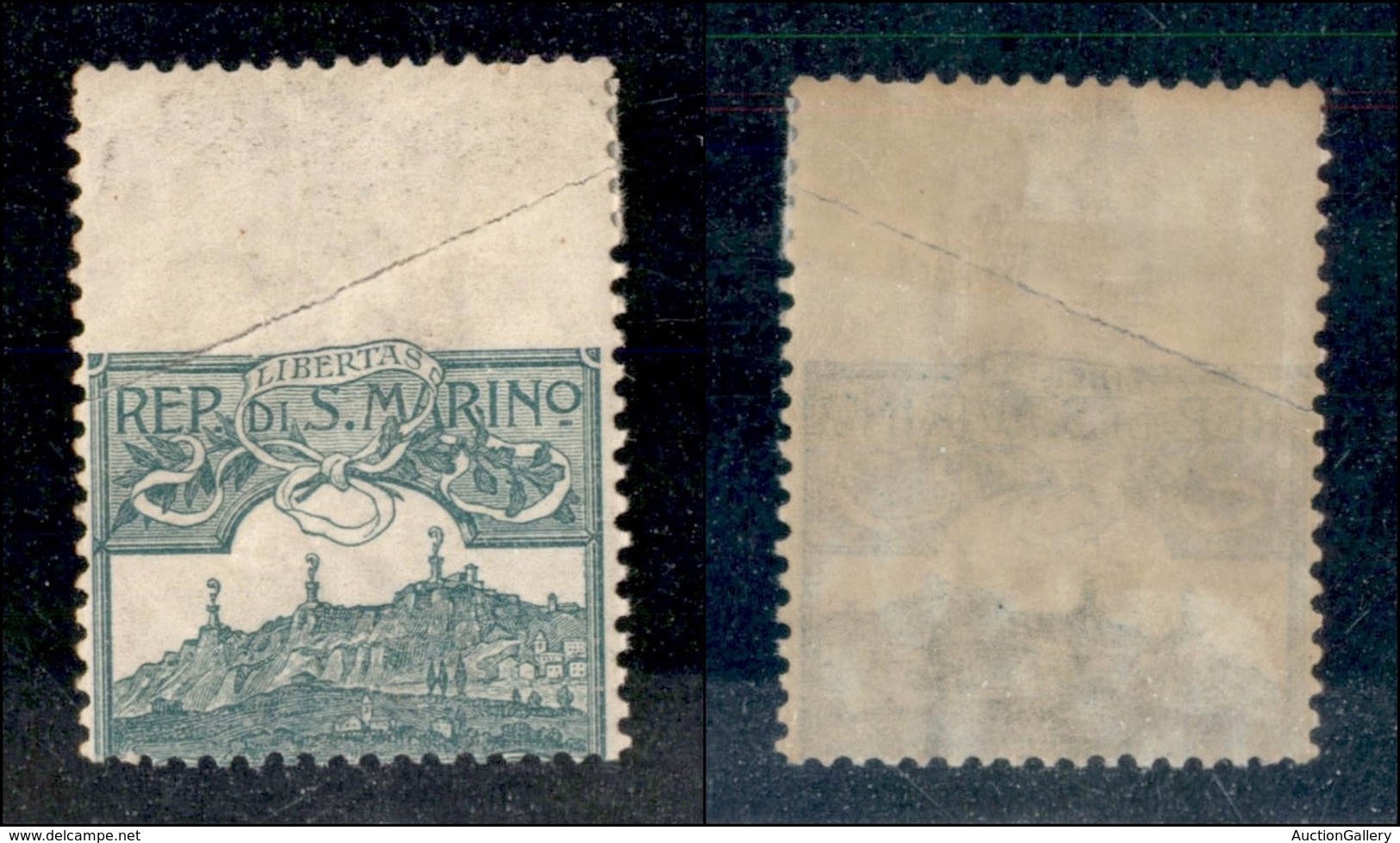 23611 SAN MARINO - POSTA ORDINARIA - 1903 - 5 Cent Veduta (35b) - Dentellatura Spostata - Primo Della Fila (senza Valore - Sonstige & Ohne Zuordnung