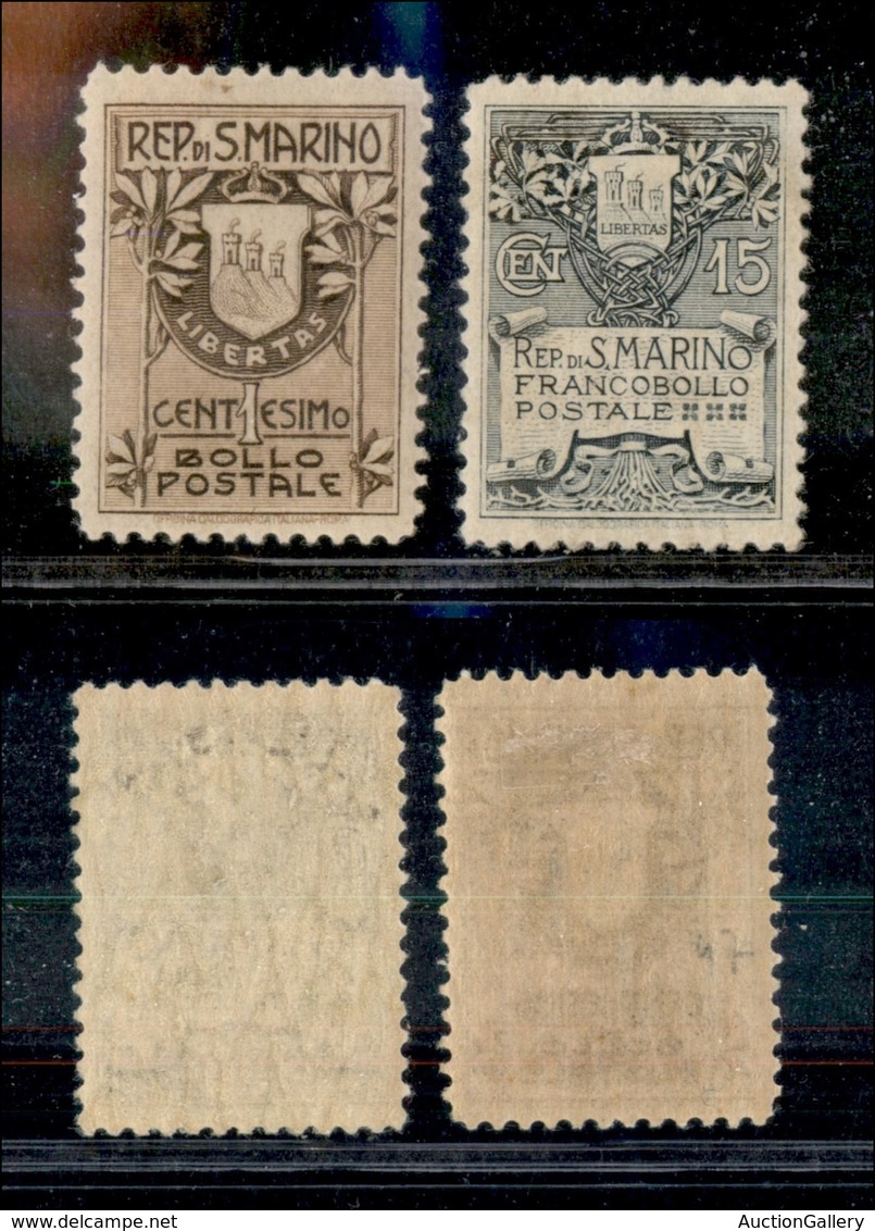 23621 SAN MARINO - POSTA ORDINARIA - 1907 - Stemma (47/48) - Serie Completa Di 2 Valori - Ottima Centratura - Nuovi Con  - Autres & Non Classés