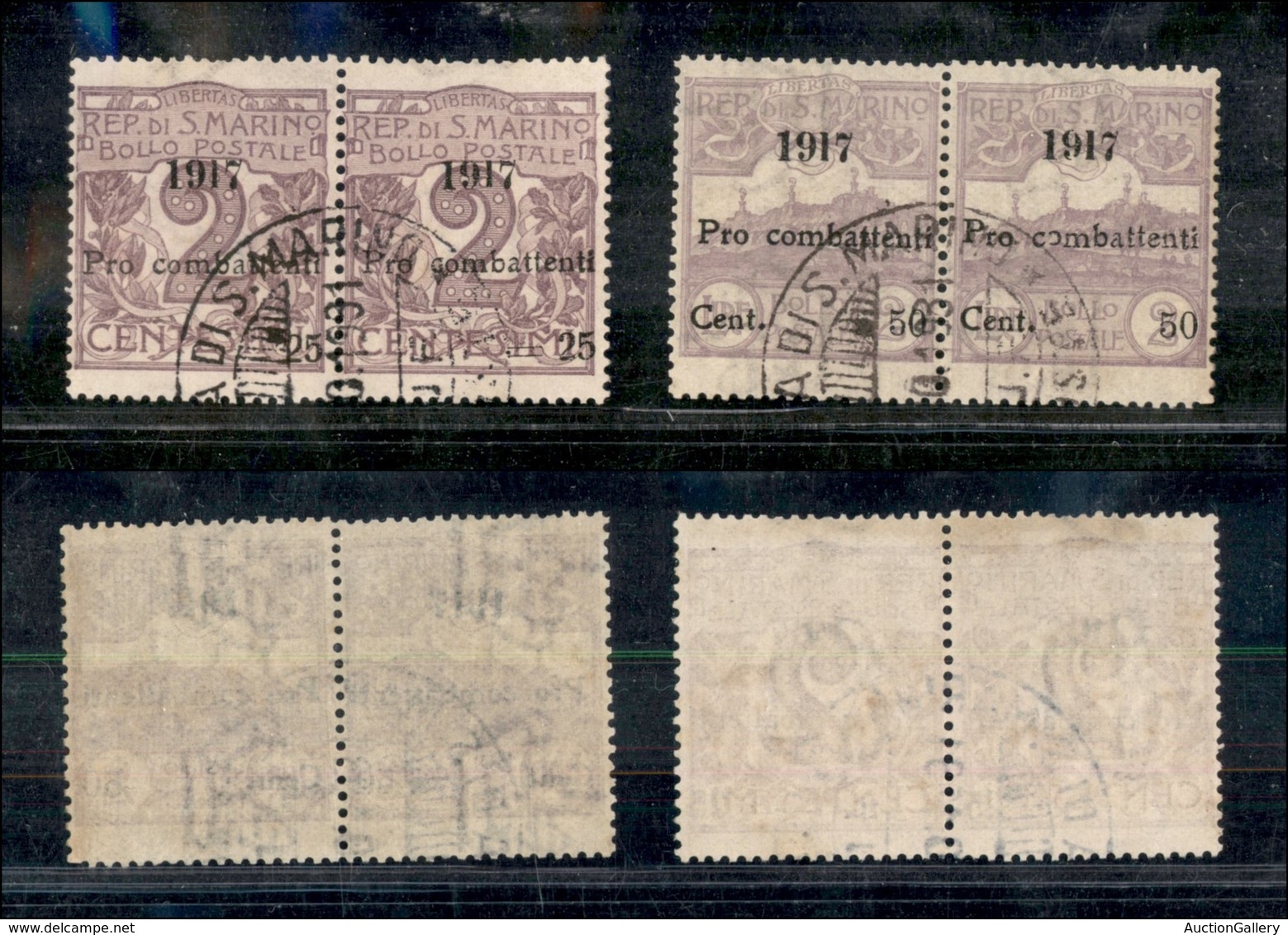 23625 SAN MARINO - POSTA ORDINARIA - 1917 - Soprastampati "Pro Combattenti" (51/52) - Serie Completa Di 2 Valori - Coppi - Autres & Non Classés