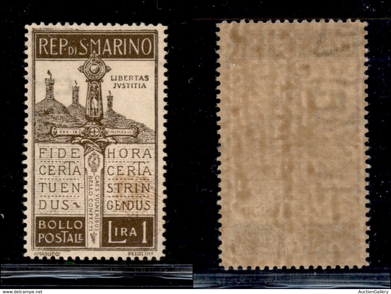 23643 SAN MARINO - POSTA ORDINARIA - 1923 – 1 Lira Pro Volontari (97) – Ottimamente Centrato – Gomma Integra (180) - Autres & Non Classés