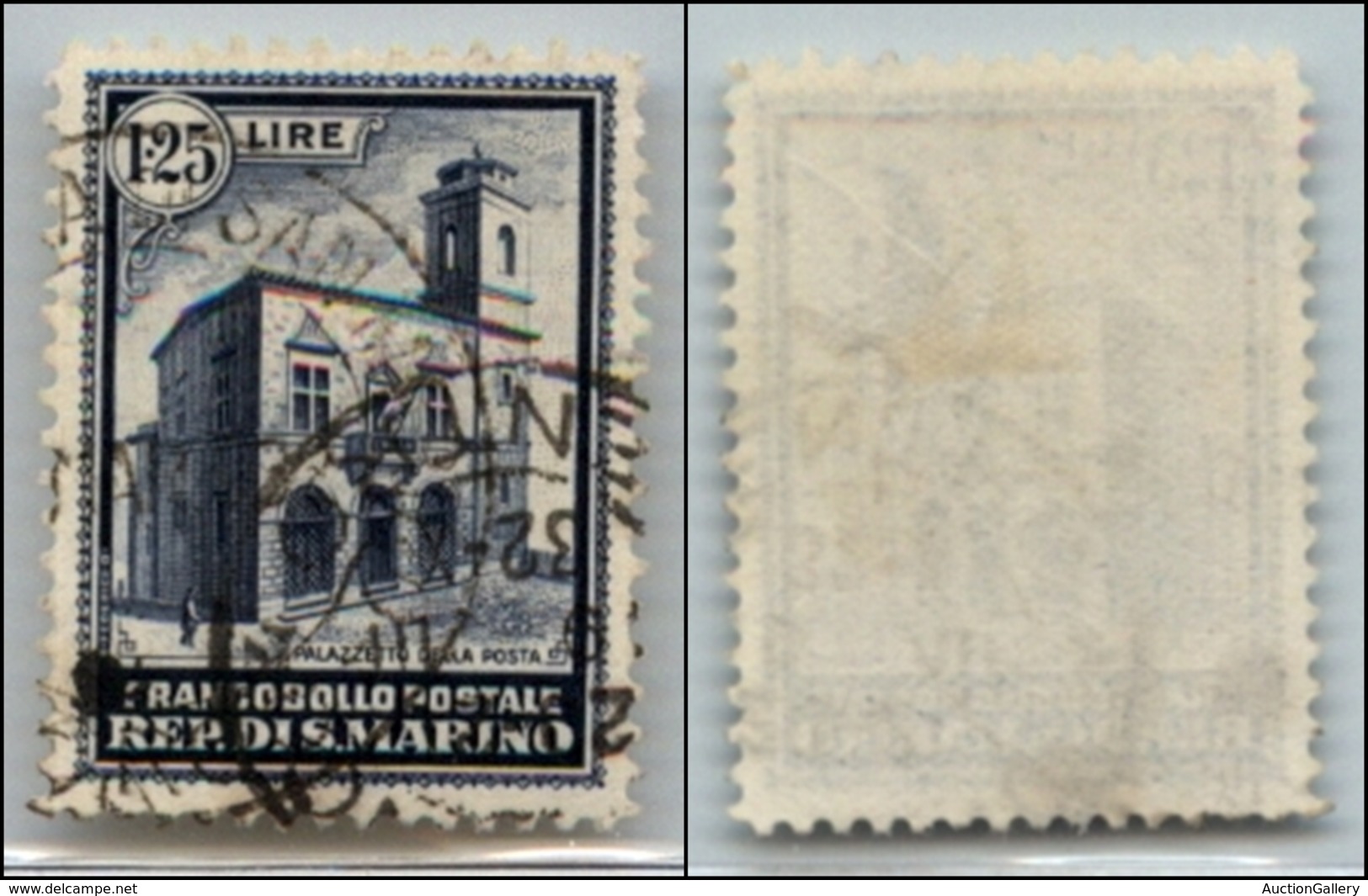 23667 SAN MARINO - POSTA ORDINARIA - 1932 - 1,25 Lire Palazzetto (161) Usato - Ben Centrato (250) - Autres & Non Classés