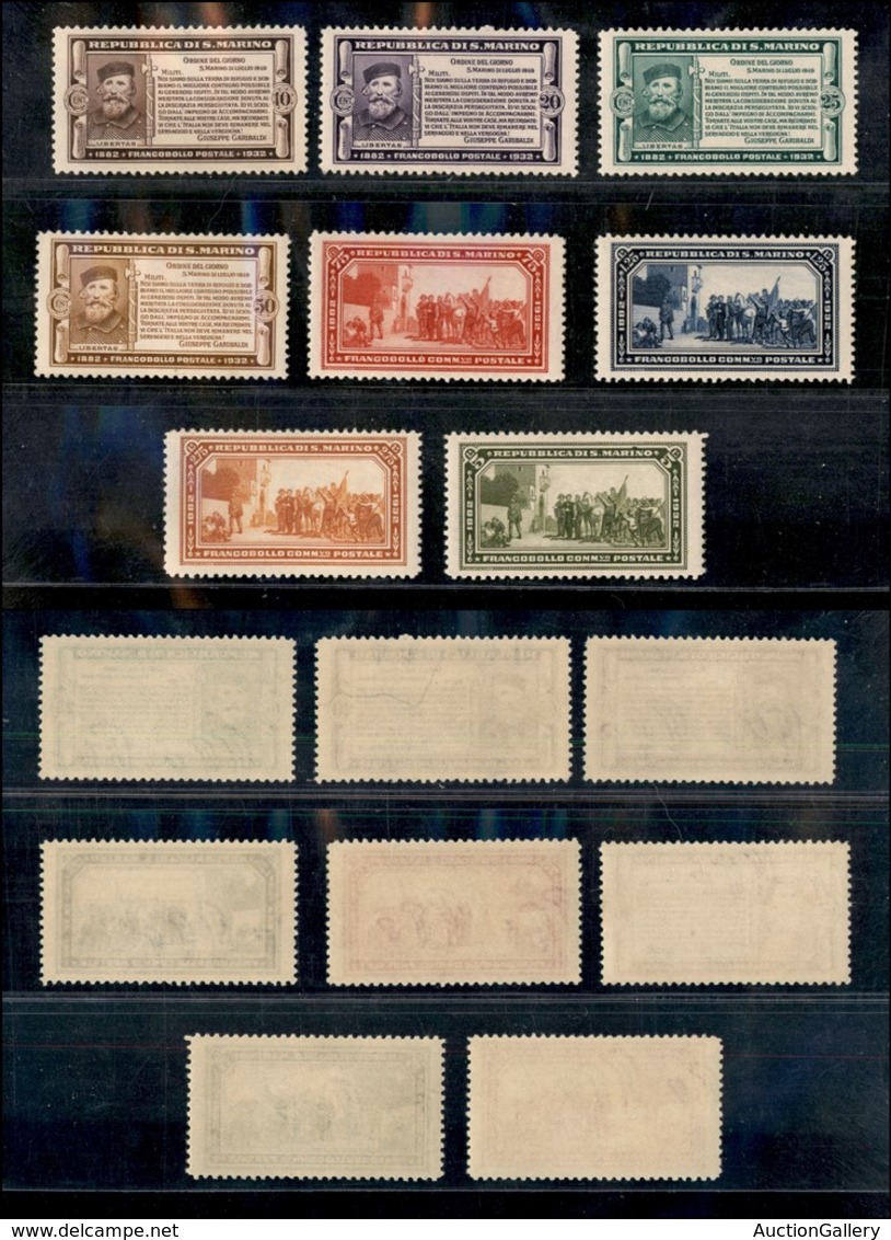 23670 SAN MARINO - POSTA ORDINARIA - 1932 - Garibaldi (168/175) - Serie Completa Di 8 Valori - Gomma Integra (1.750) - Autres & Non Classés