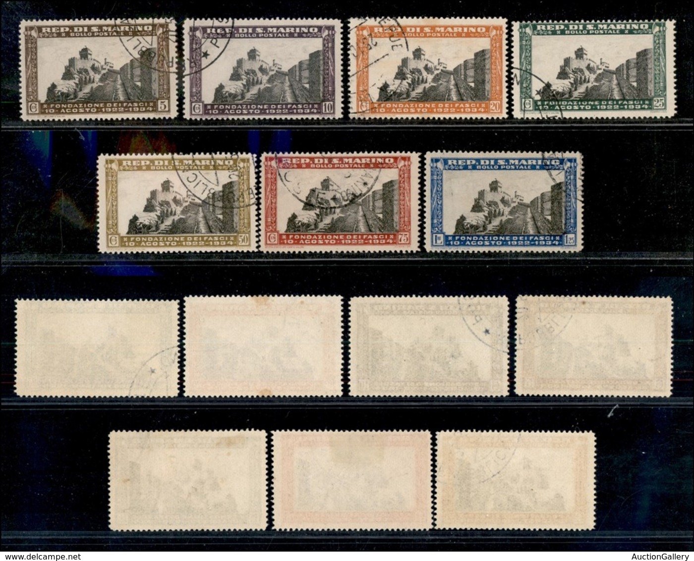 23679 SAN MARINO - POSTA ORDINARIA - 1935 - Fascio Di San Marino (186/192) - Serie Completa Di 7 Valori - Usati (16) - Autres & Non Classés