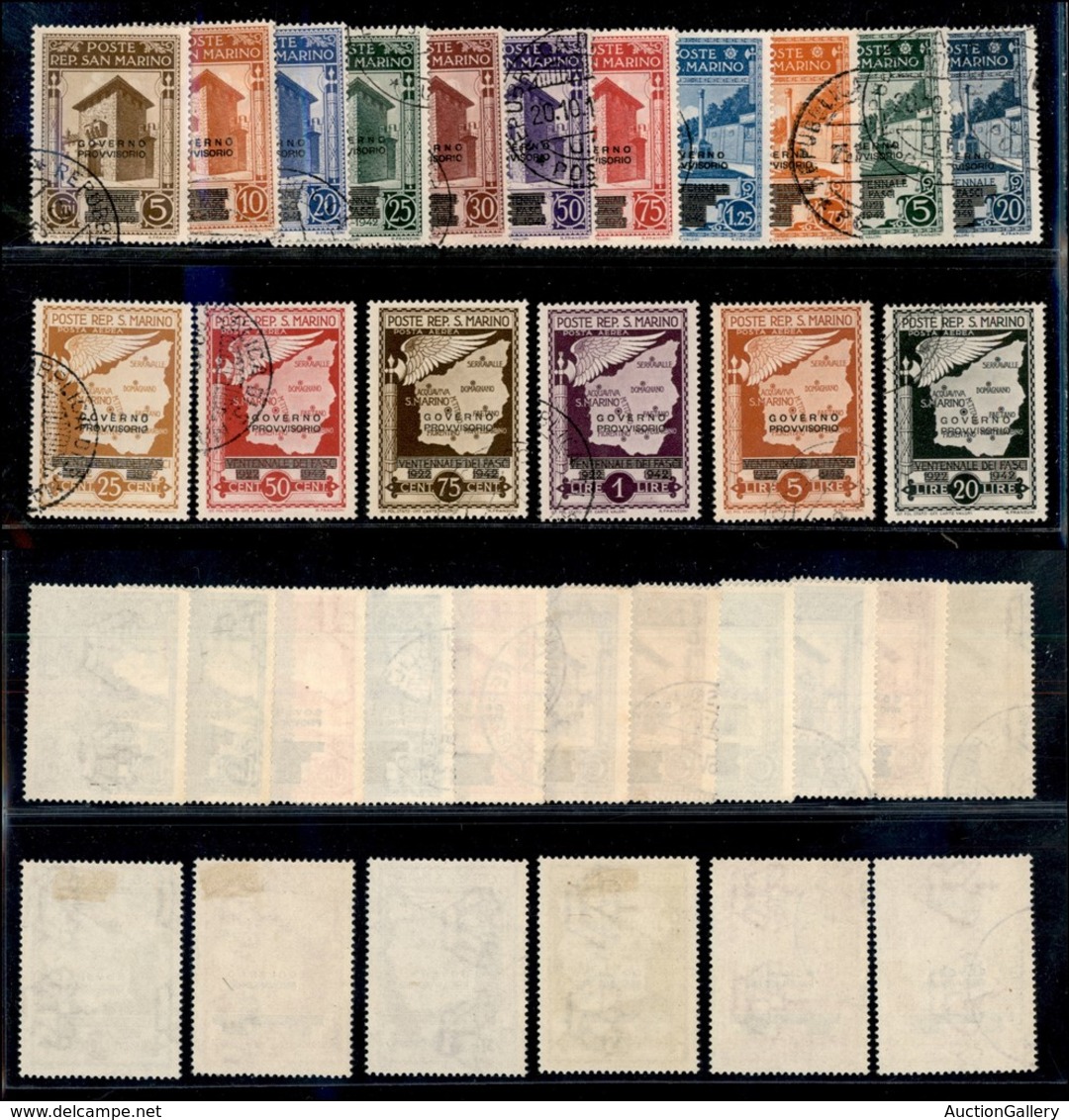 23691 SAN MARINO - POSTA ORDINARIA - 1943 - Governo Provvisorio (266/276+A42/A47) - Serie Completa Di 17 Valori - Usati  - Autres & Non Classés