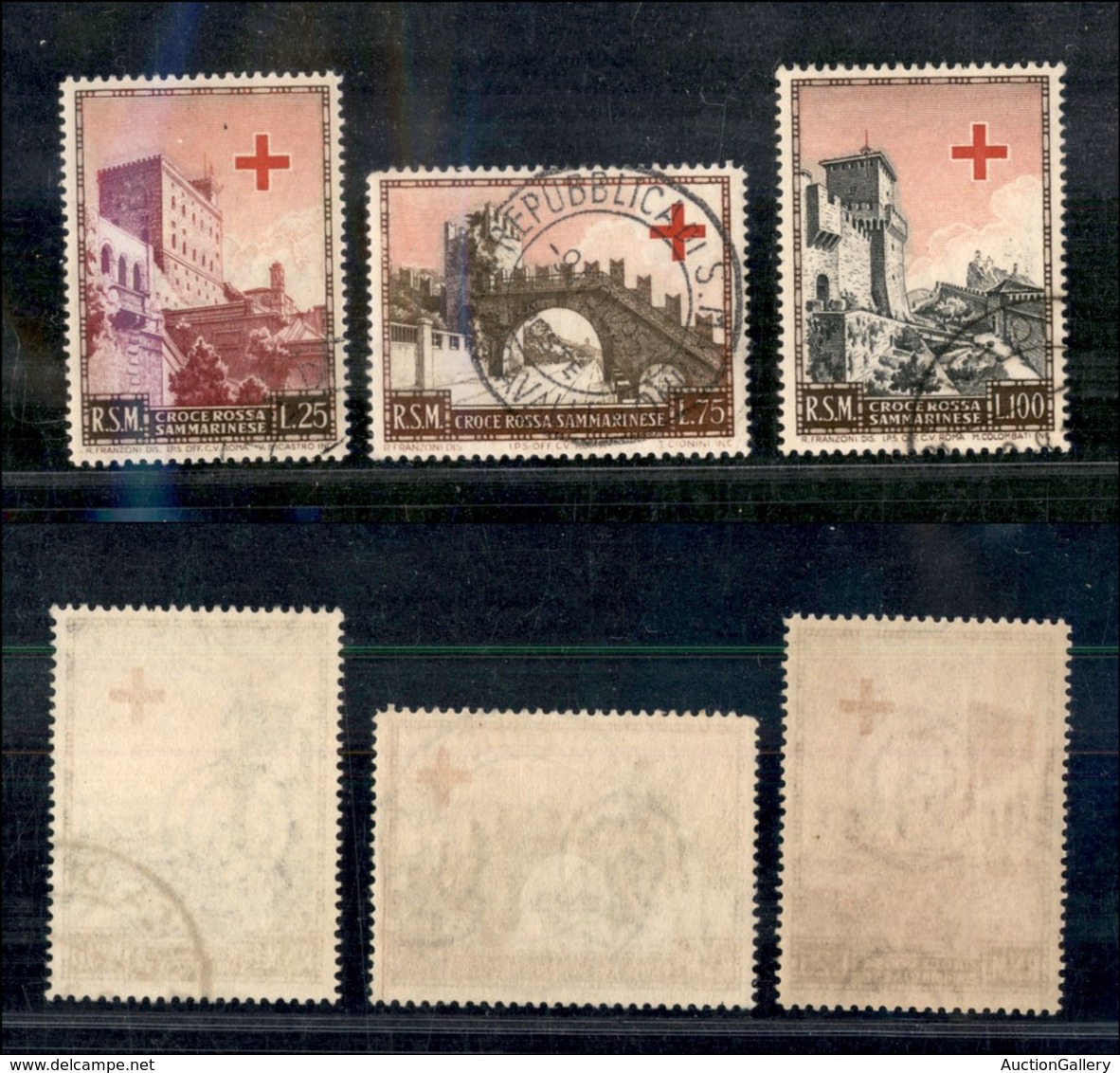 23722 SAN MARINO - POSTA ORDINARIA - 1951 - Pro Croce Rossa (369/371) - Serie Completa Di 3 Valori - Usati (40) - Autres & Non Classés