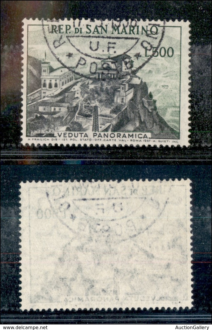 23738 SAN MARINO - POSTA ORDINARIA - 1958 - 500 Lire Panorama (475) - Usato (90) - Autres & Non Classés