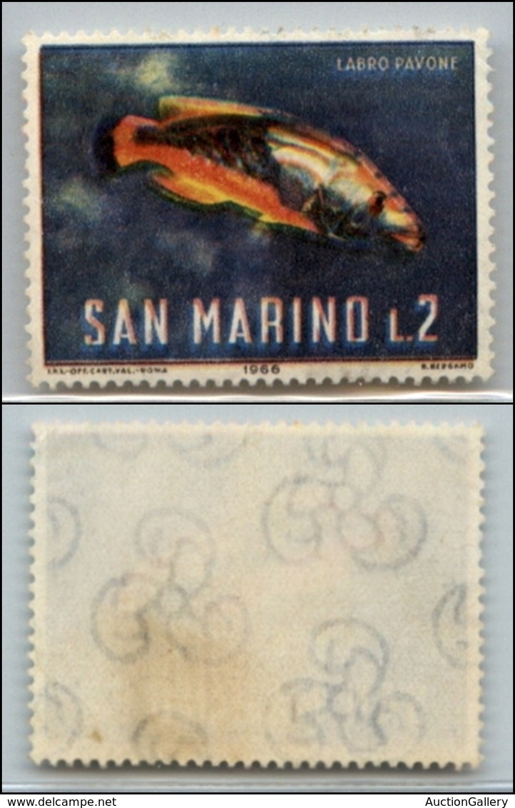 23739 SAN MARINO - POSTA ORDINARIA - 1966 - 2 Lire Labro Pavone (722) - Colori Spostati - Gomma Integra - Autres & Non Classés