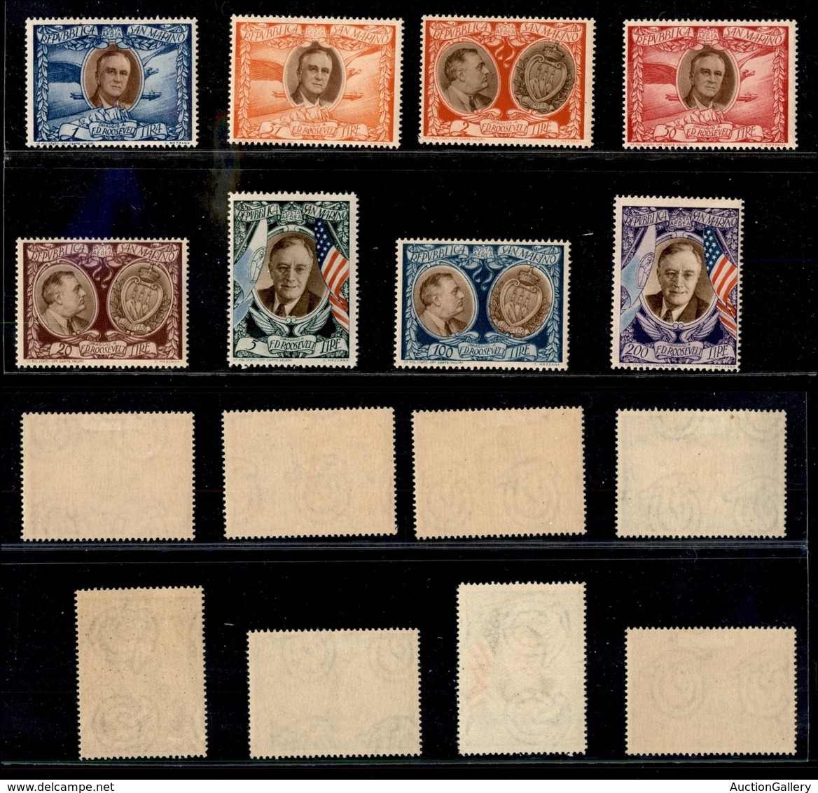 23746 SAN MARINO - POSTA AEREA - 1947 - Roosevelt (61/68) - Serie Completa - Gomma Integra (60) - Sonstige & Ohne Zuordnung