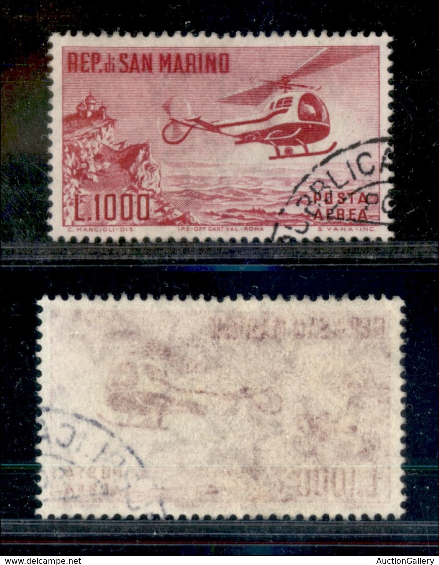 23757 SAN MARINO - POSTA AEREA - 1961 - 1000 Lire Elicottero (138 Posta Aerea) - Usato (45) - Autres & Non Classés