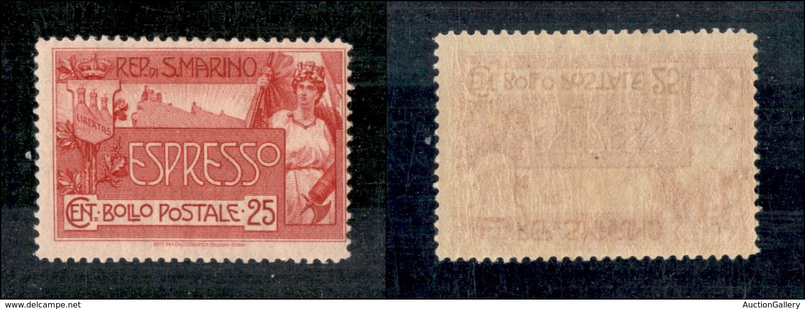 23761 SAN MARINO - SERVIZI - 1907 - 25 Cent Espresso (1) - Nuovo Con Gomma (60) - Andere & Zonder Classificatie