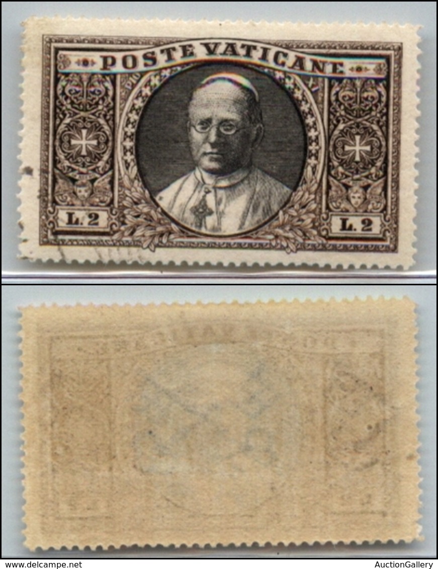 23814 VATICANO - POSTA ORDINARIA - 1933 - 2 Lire (30) Usato (50) - Sonstige & Ohne Zuordnung