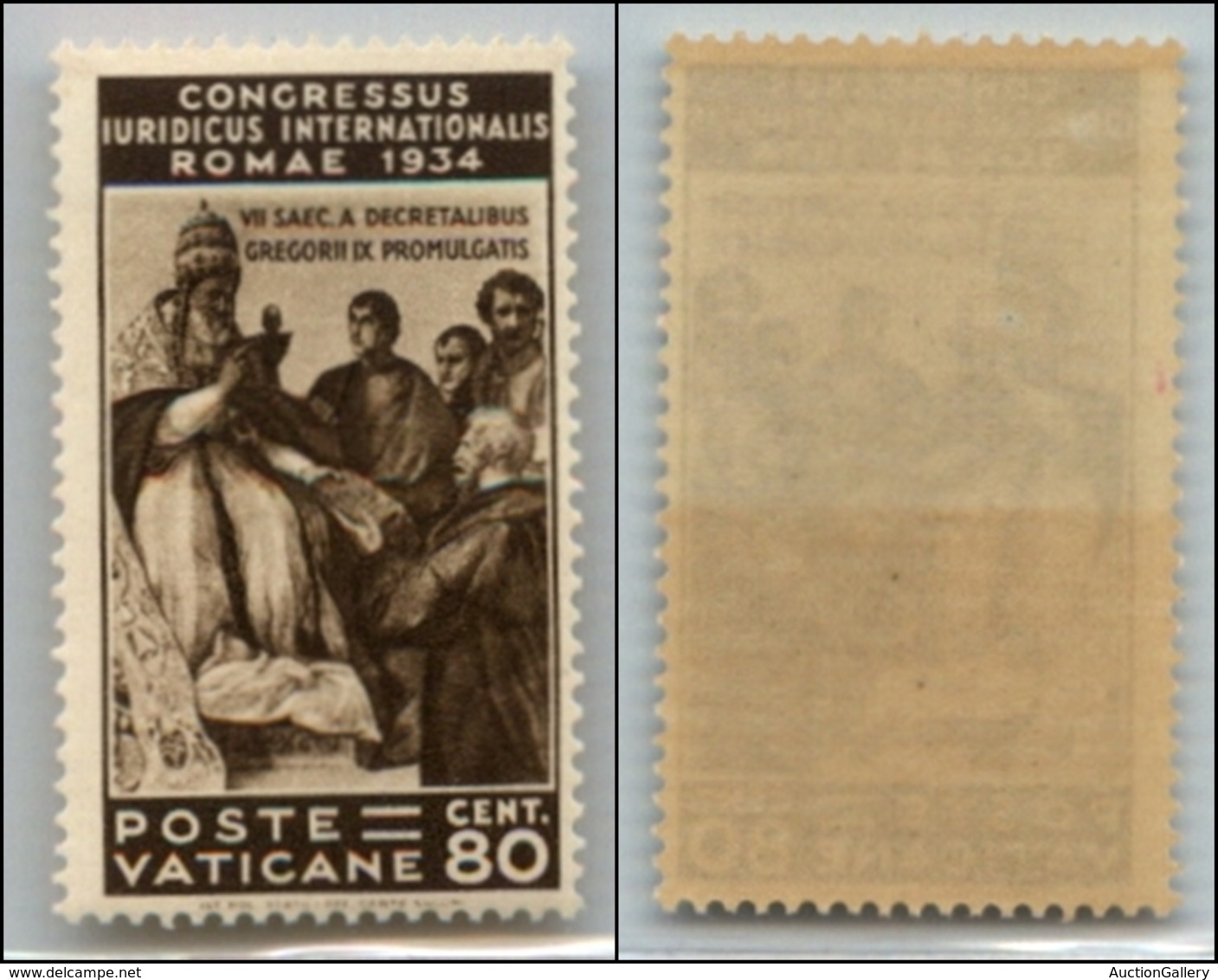 23829 VATICANO - POSTA ORDINARIA - 1935 - 80 Cent Giuridico (45) - Gomma Integra Con Banda Bruna Da Classificatore (300) - Andere & Zonder Classificatie