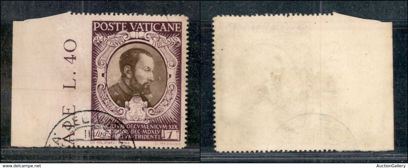 23846 VATICANO - POSTA ORDINARIA - 1946 - 1 Lira Concilio (114h) - Non Dentellato A Sinistra - Bordo Di Foglio - Piccola - Sonstige & Ohne Zuordnung