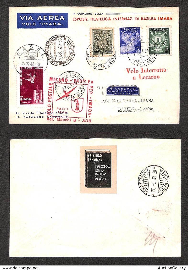 23849 VATICANO - POSTA ORDINARIA - 1948 (29 Agosto) - Milano Basilea - Aerogramma Dalla Città Del Vaticano - Andere & Zonder Classificatie