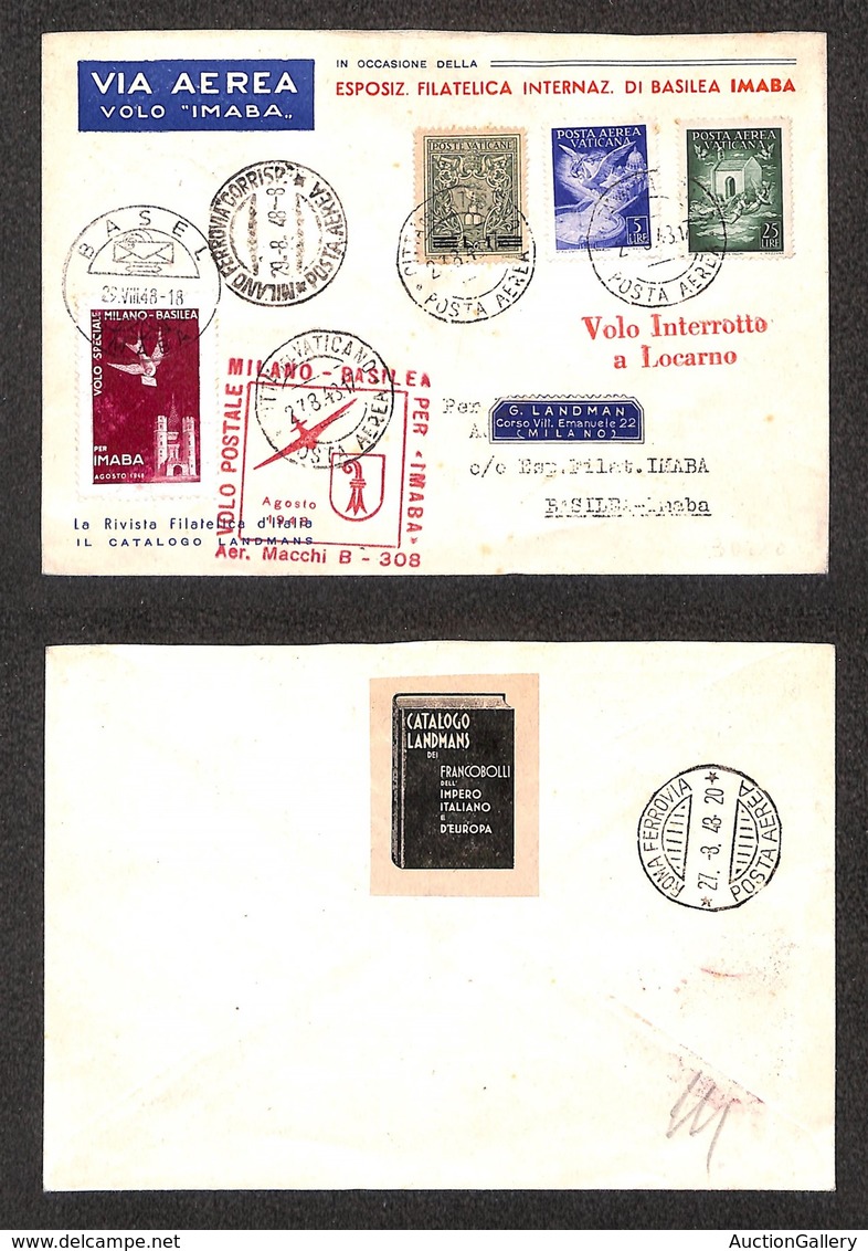23849 VATICANO - POSTA ORDINARIA - 1948 (29 Agosto) - Milano Basilea - Aerogramma Dalla Città Del Vaticano - Sonstige & Ohne Zuordnung