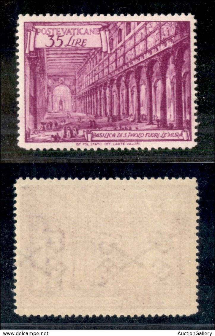 23852 VATICANO - POSTA ORDINARIA - 1949 - 35 Lire Lilla Basiliche (129) - Gomma Integra (50) - Autres & Non Classés