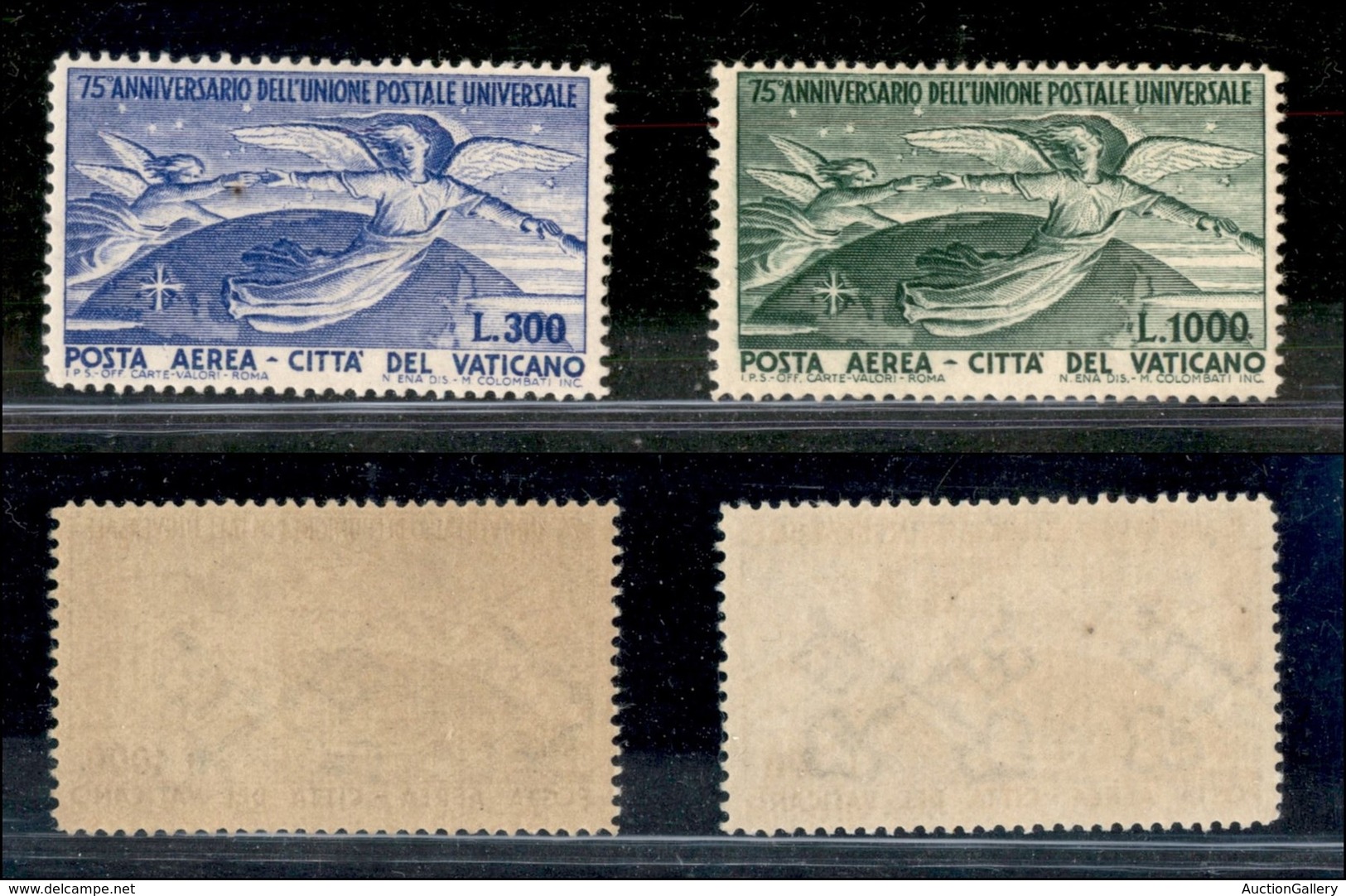 23859 VATICANO - POSTA AEREA - 1949 - P.Aerea - UPU (18/19) - Serie Completa - Gomma Integra - Piccolo Punto Di Ruggine  - Autres & Non Classés