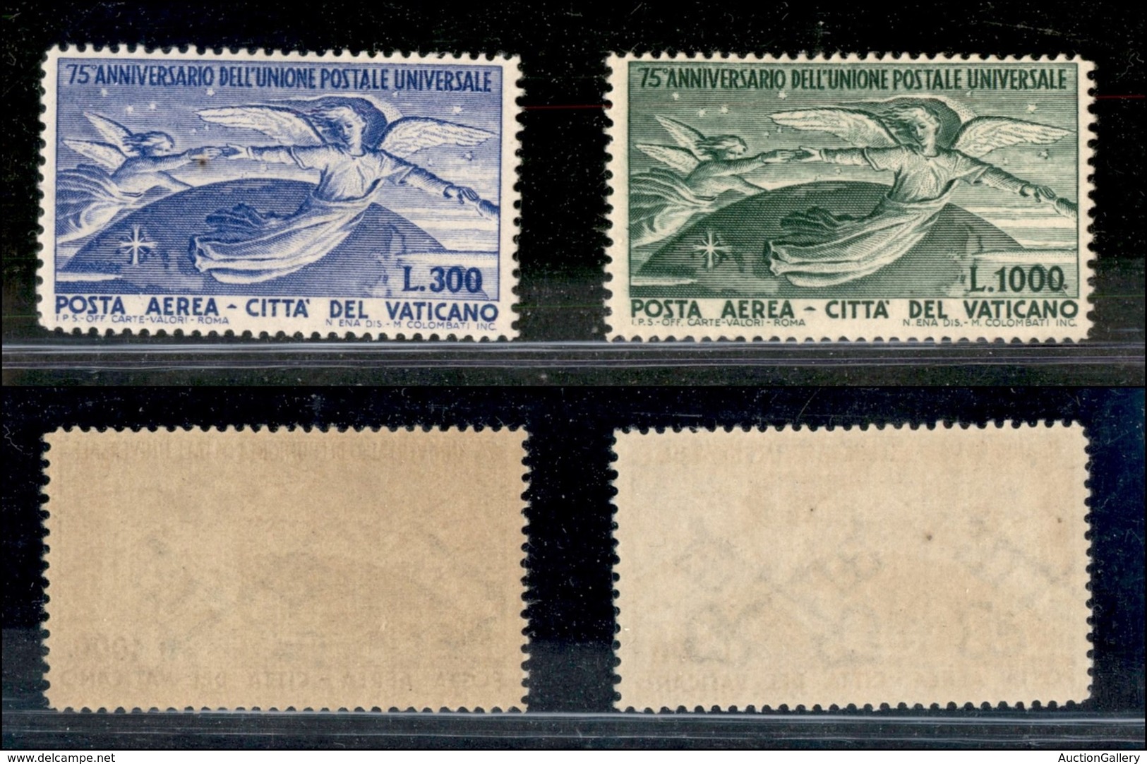 23859 VATICANO - POSTA AEREA - 1949 - P.Aerea - UPU (18/19) - Serie Completa - Gomma Integra - Piccolo Punto Di Ruggine  - Sonstige & Ohne Zuordnung