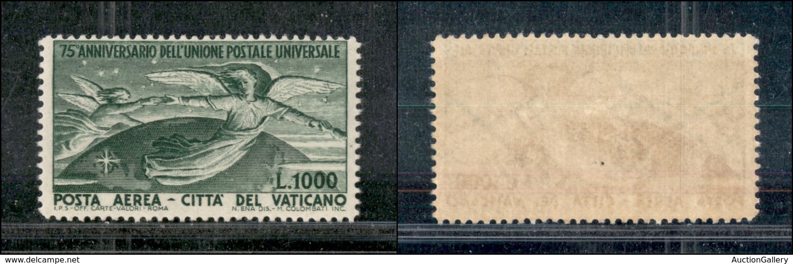 23862 VATICANO - POSTA AEREA - 1949 - 1000 Lire UPU (19 Aerea) - Invisibile Traccia Di Linguella - Andere & Zonder Classificatie