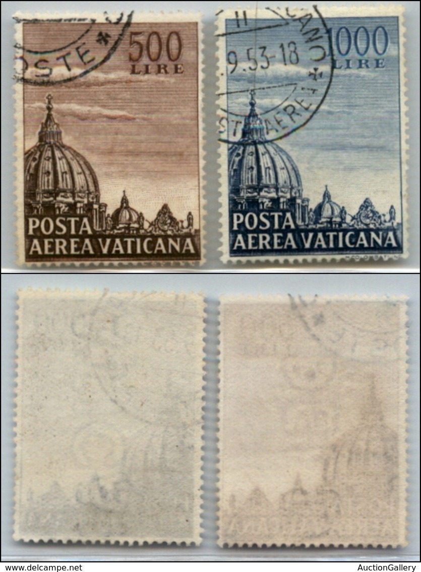 23864 VATICANO - POSTA AEREA - 1953 - Posta Aerea (22/23) - Serie Completa Usata Con Filigrana Lettere Centrali In Verti - Autres & Non Classés