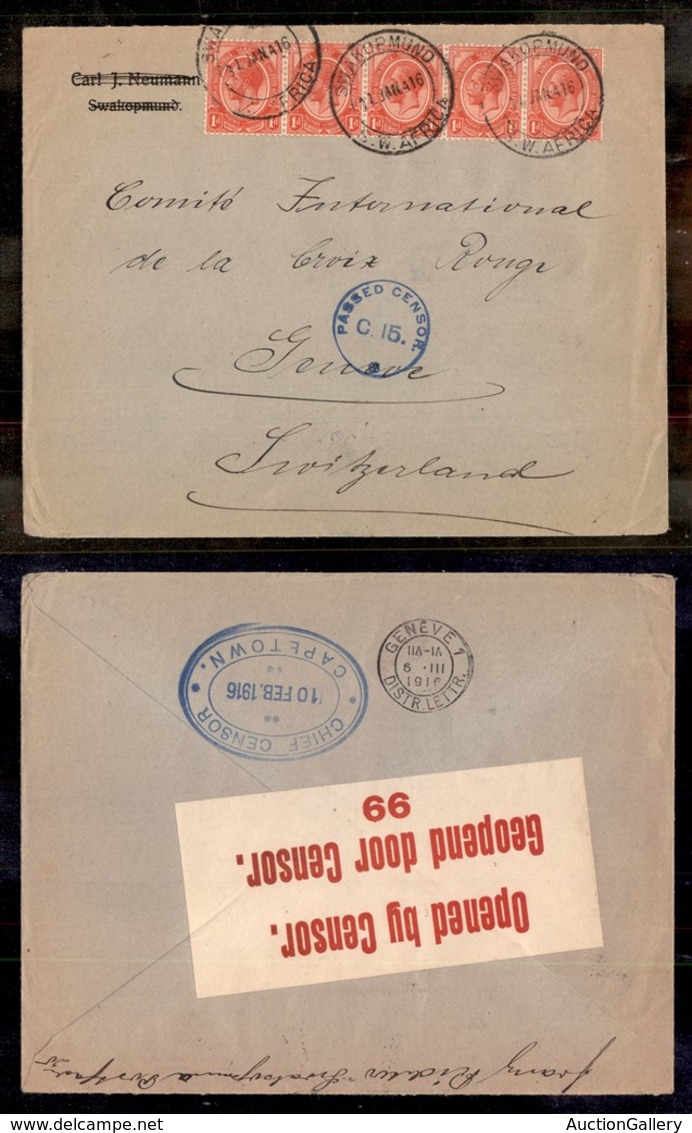 23947 ESTERO - SUD AFRICA - 1916 - Busta Da Swakopmund A Ginevra - Andere & Zonder Classificatie