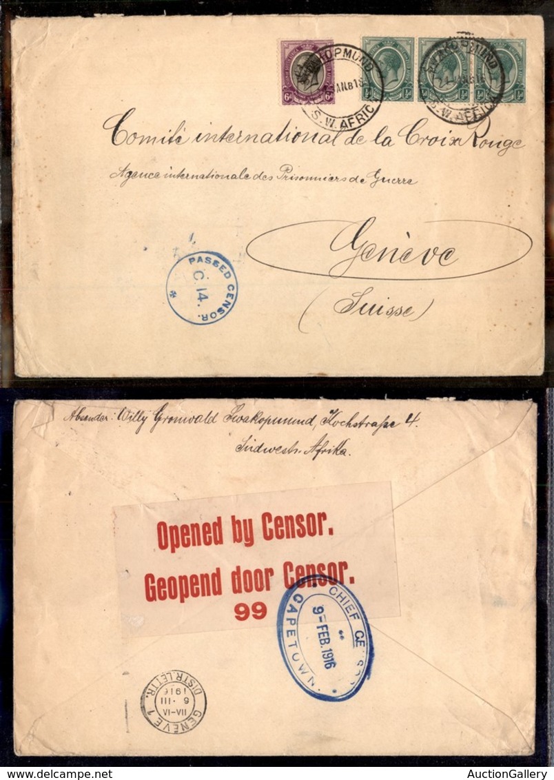 23949 ESTERO - SUD AFRICA - 1916 - Busta Da Swakopmund A Ginevra - Andere & Zonder Classificatie